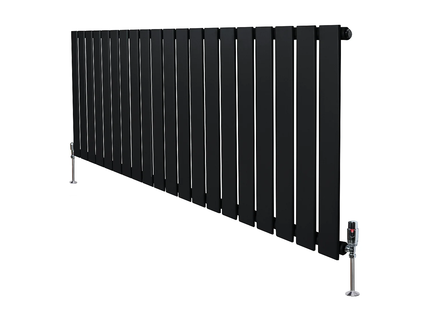 Radiador Plano Coluna Única 600x1400 mm - Preto, Aço Carbono 1,5 mm, 1270W, Alta Eficiência, Válvulas Termostáticas Incluídas, Fácil Instalação e Durável