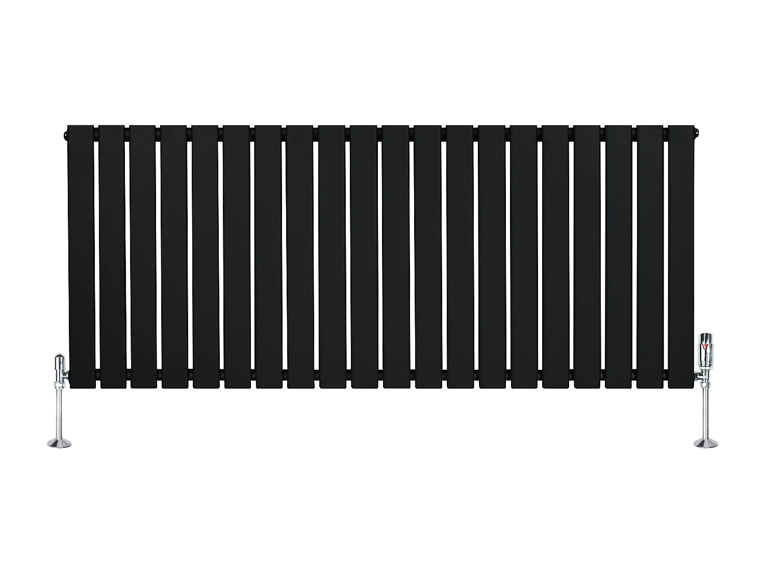 Radiador Plano Coluna Única 600x1400 mm - Preto, Aço Carbono 1,5 mm, 1270W, Alta Eficiência, Válvulas Termostáticas Incluídas, Fácil Instalação e Durável