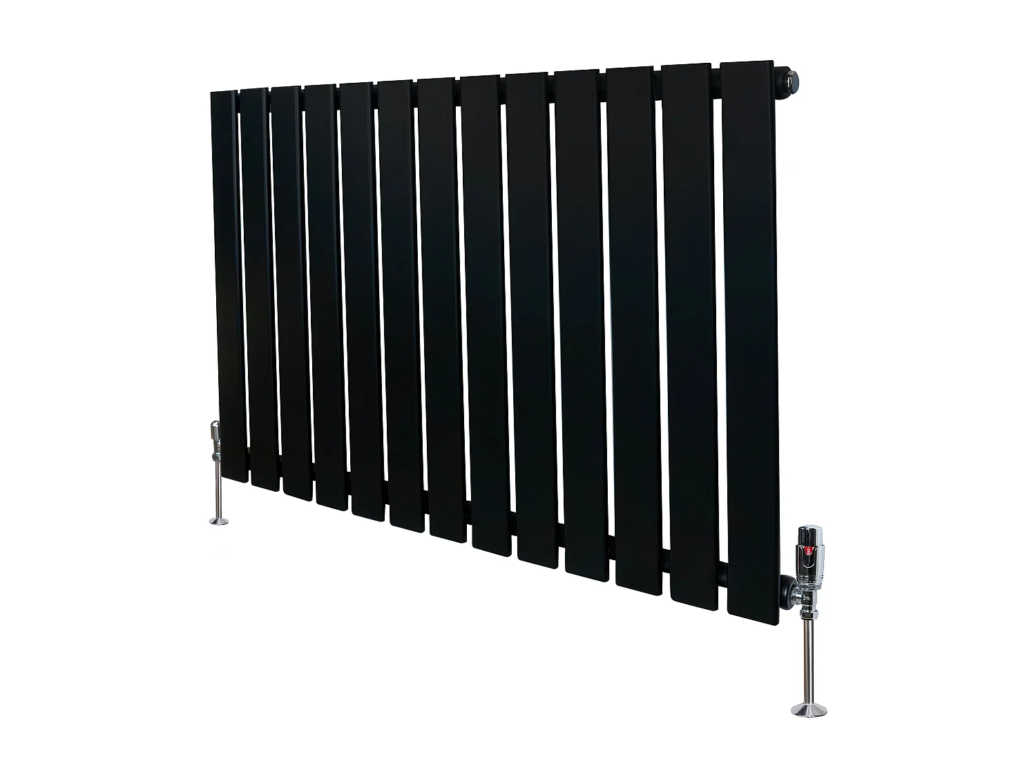Horizontale design radiator vlak - 1 kolom - zwart - 600x910mm - thermostaatkraan