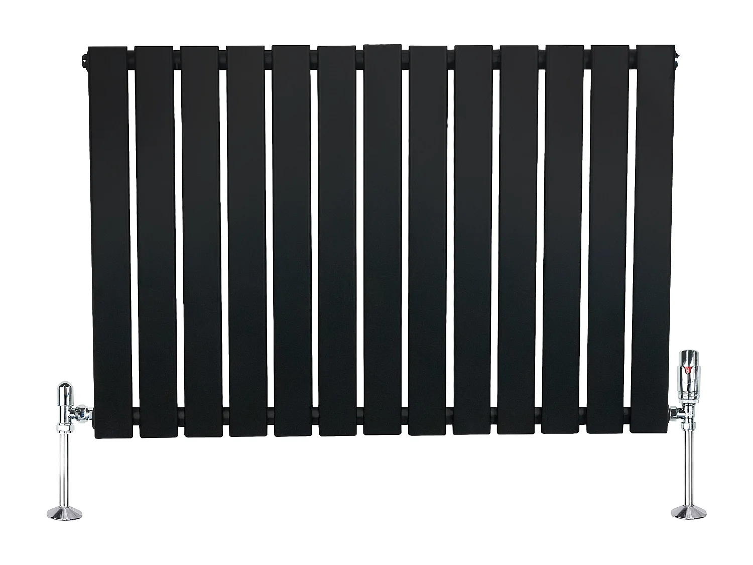 Horizontale design radiator vlak - 1 kolom - zwart - 600x910mm - thermostaatkraan