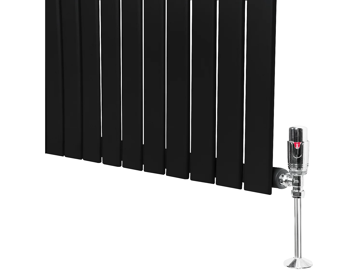 Horizontale design radiator vlak - 1 kolom - zwart - 600x910mm - thermostaatkraan