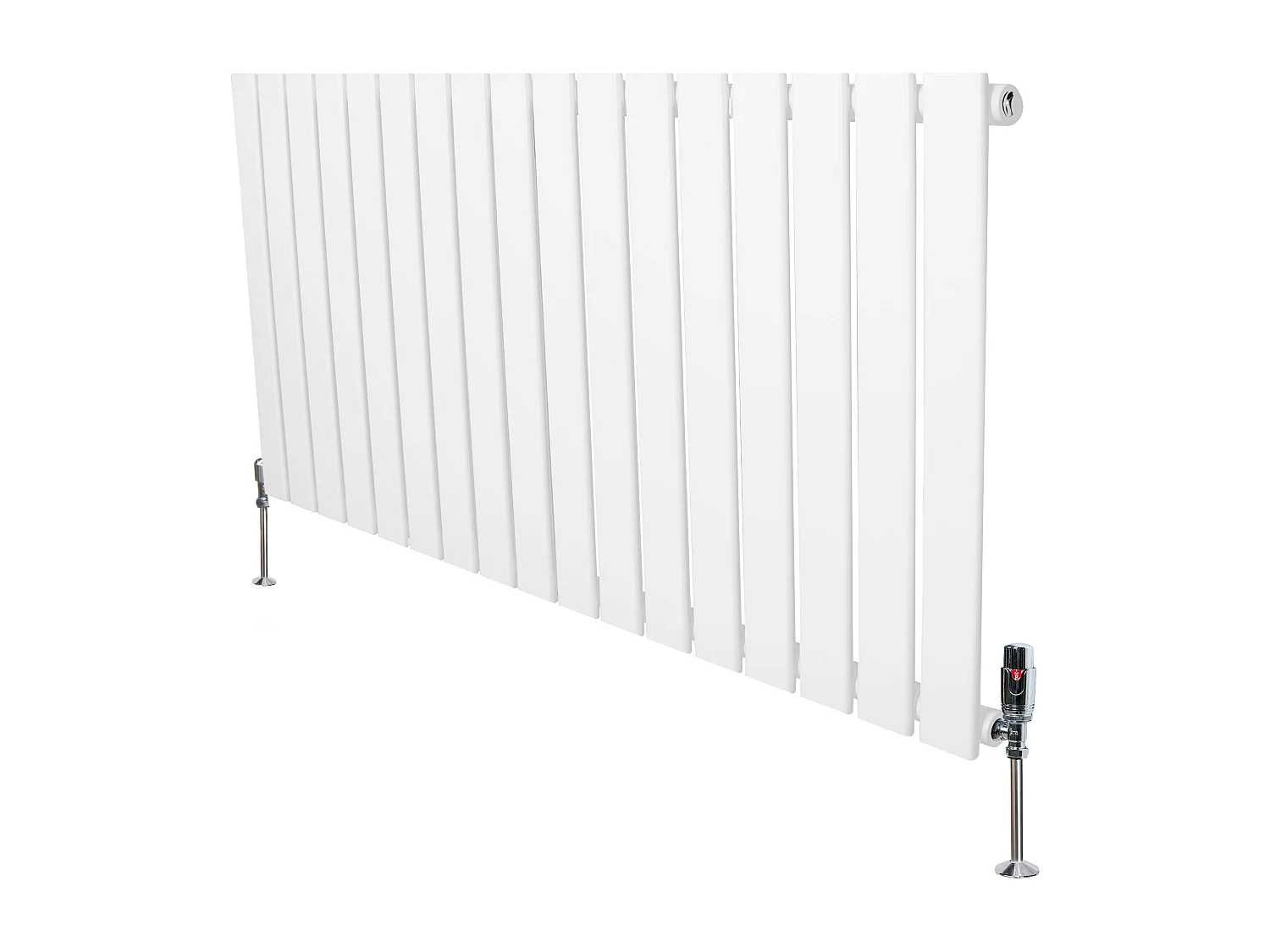 Radiador Plano Coluna Única 600x1190 mm - Branco, Aço Carbono 1,5 mm, 1080W, Alta Eficiência, Válvulas Termostáticas Incluídas, Fácil Instalação e Durável