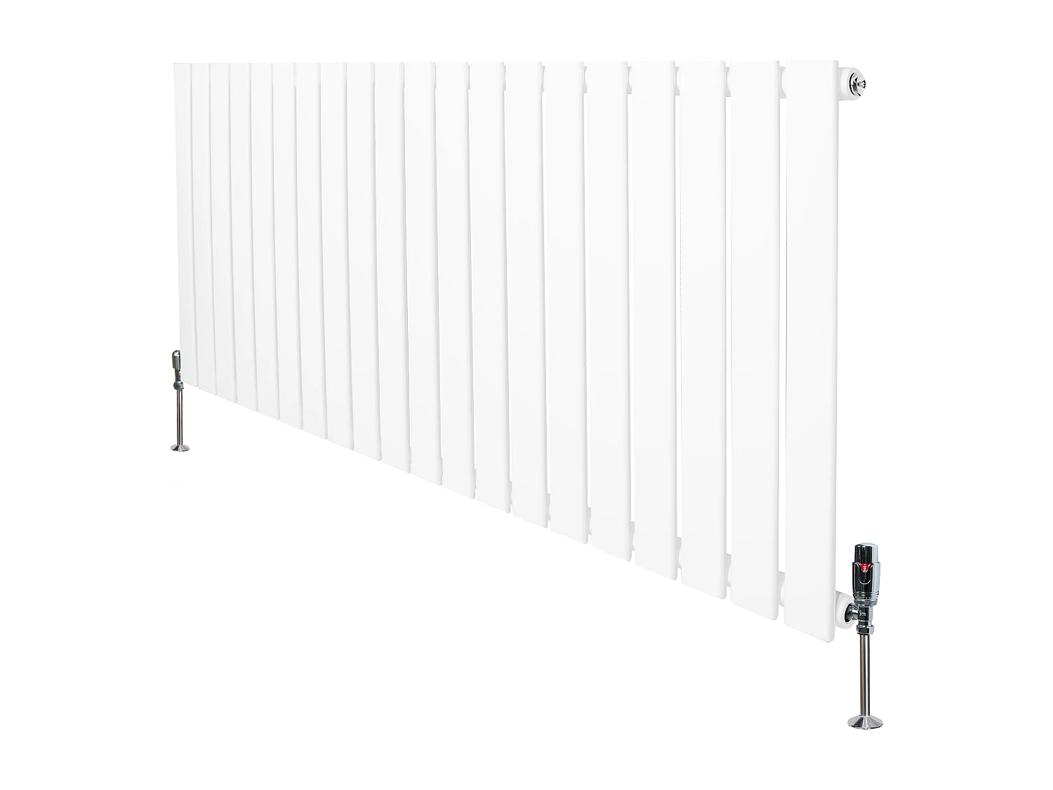 Radiatore Orizzontale 600 x 1400 mm con Valvole TRV Bianco