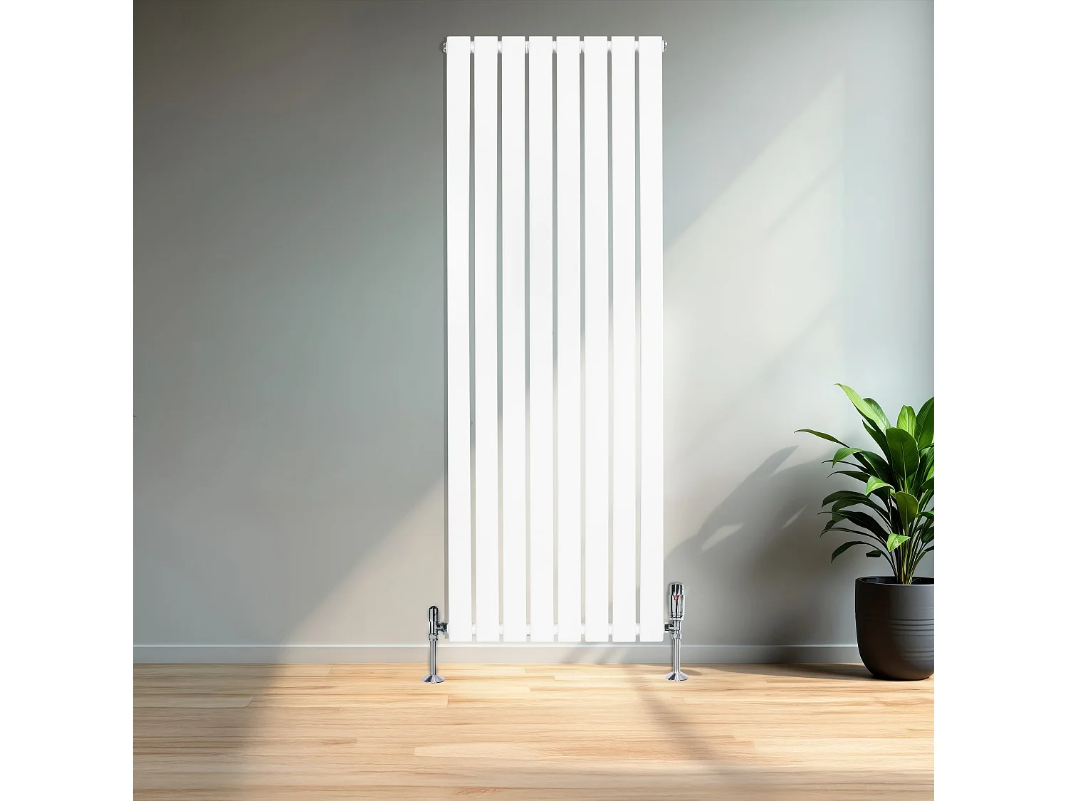 Radiador Plano Coluna Única 1600x560 mm - Branco, Aço Carbono 1,5 mm, 1229W, Alta Eficiência, Válvulas Termostáticas Incluídas, Fácil Instalação e Durável