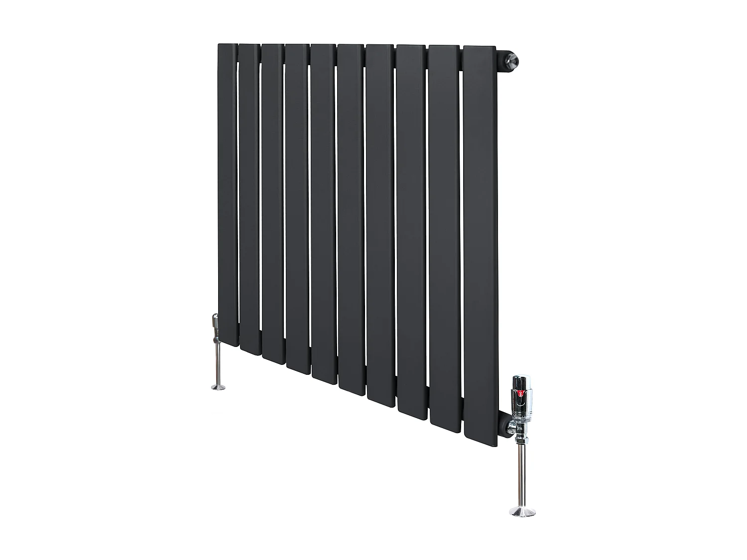 Radiador Plano Coluna Única 600x700 mm - Cinza Antracite, Aço Carbono 1,5 mm, 635 W, Alta Eficiência, Válvulas Termostáticas Incluídas, Fácil Instalação e Durável
