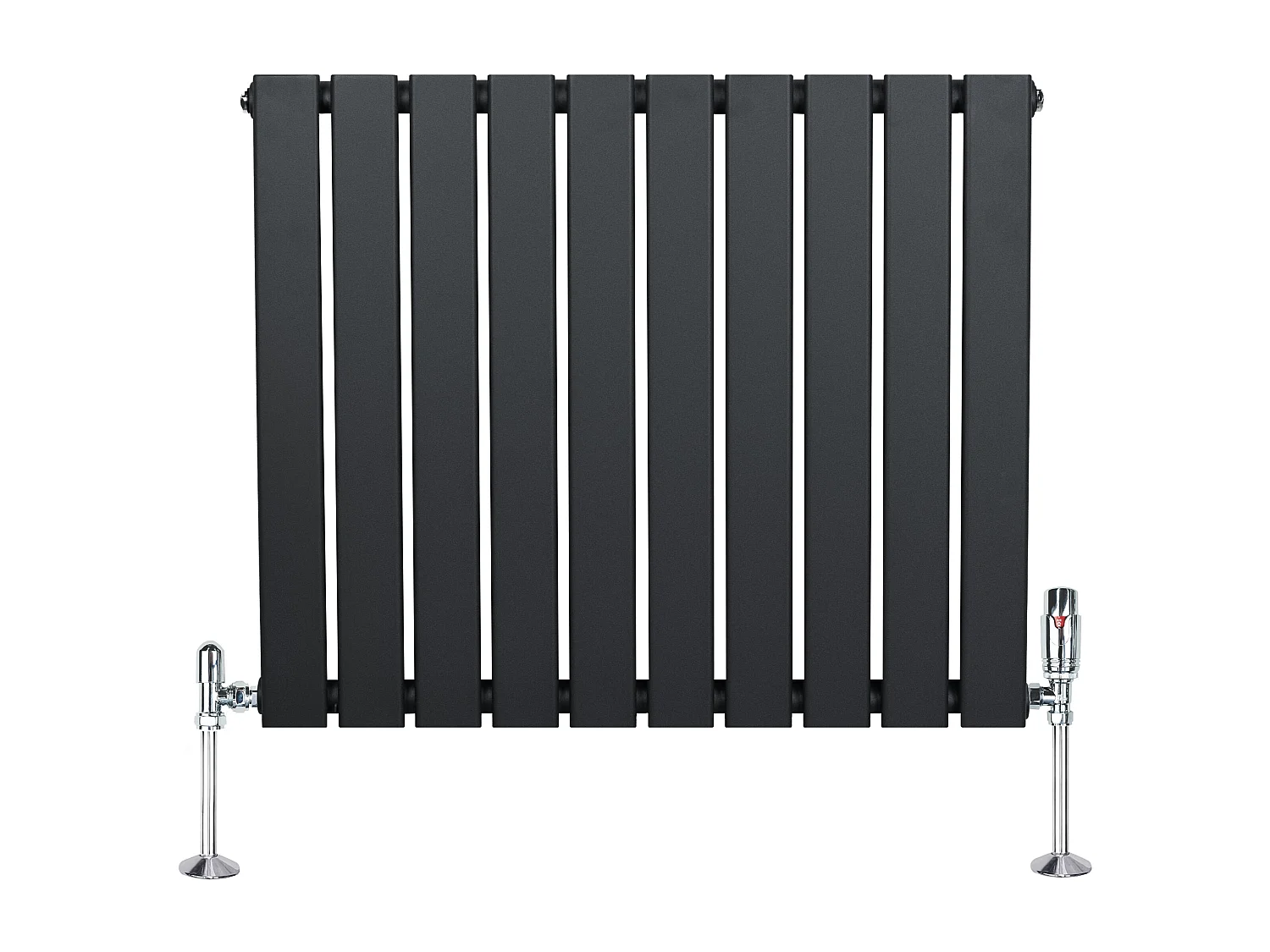 Radiador Plano Coluna Única 600x700 mm - Cinza Antracite, Aço Carbono 1,5 mm, 635 W, Alta Eficiência, Válvulas Termostáticas Incluídas, Fácil Instalação e Durável