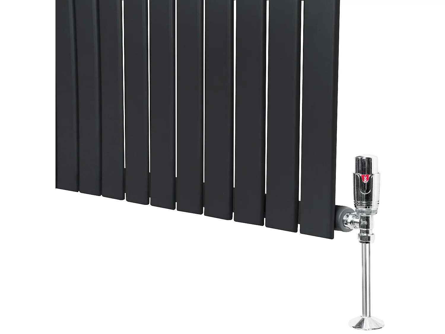 Radiador Plano Coluna Única 600x700 mm - Cinza Antracite, Aço Carbono 1,5 mm, 635 W, Alta Eficiência, Válvulas Termostáticas Incluídas, Fácil Instalação e Durável