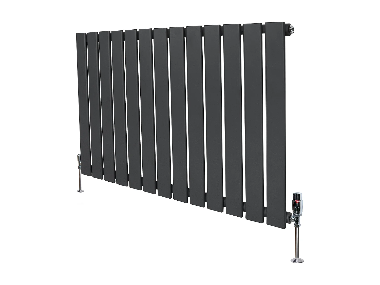 Radiador Plano Coluna Única 600x910 mm - Cinza Antracite, Aço Carbono 1,5 mm, 826W, Alta Eficiência, Válvulas Termostáticas Incluídas, Fácil Instalação e Durável