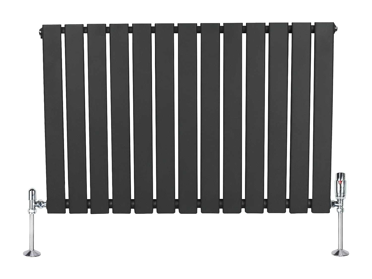 Radiador Plano Coluna Única 600x910 mm - Cinza Antracite, Aço Carbono 1,5 mm, 826W, Alta Eficiência, Válvulas Termostáticas Incluídas, Fácil Instalação e Durável