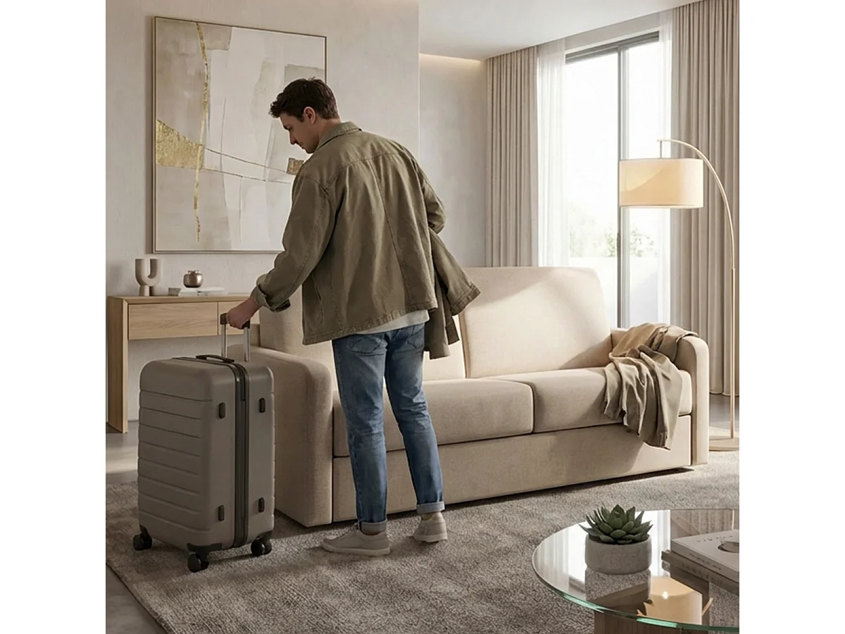 BELLECOUR LITERIE | Canapé convertible 183x100 cm tissu beige BASTILLE – Couchage 140x195 cm