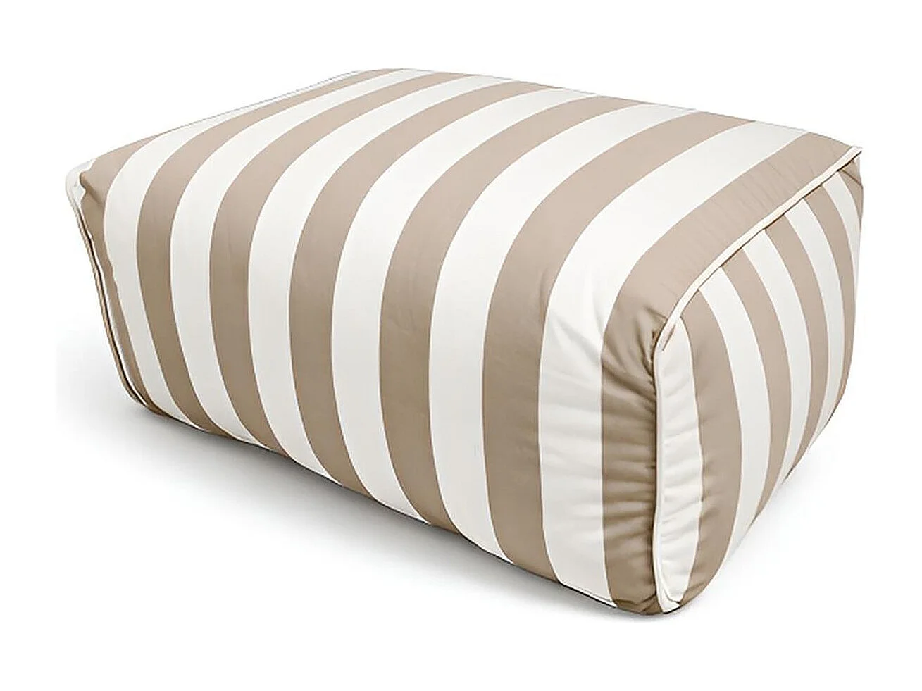 Now's Home - Pouf Extérieur Compresse En Tissus Taupe Et Blanc 70x60x30cm Flavio