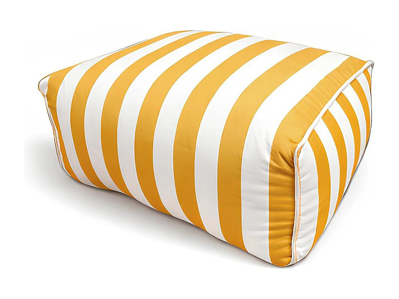 Now's Home - Pouf Extérieur Compresse En Tissu Bouton D'or Et Blanc 70x60x30cm Flavio