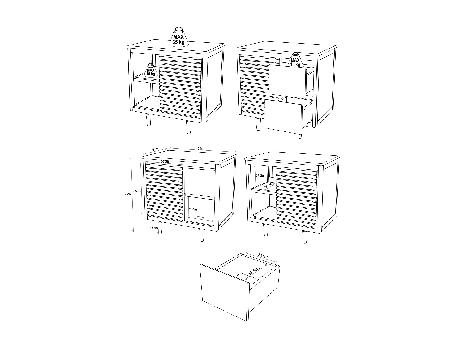 Meuble de salle de bain sur pieds en teck avec vasque à poser ronde en céramique - L80 cm - TORAJA