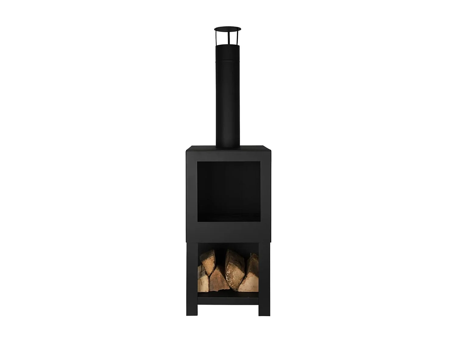 Chimenea exterior con sitio para leña negro FF410