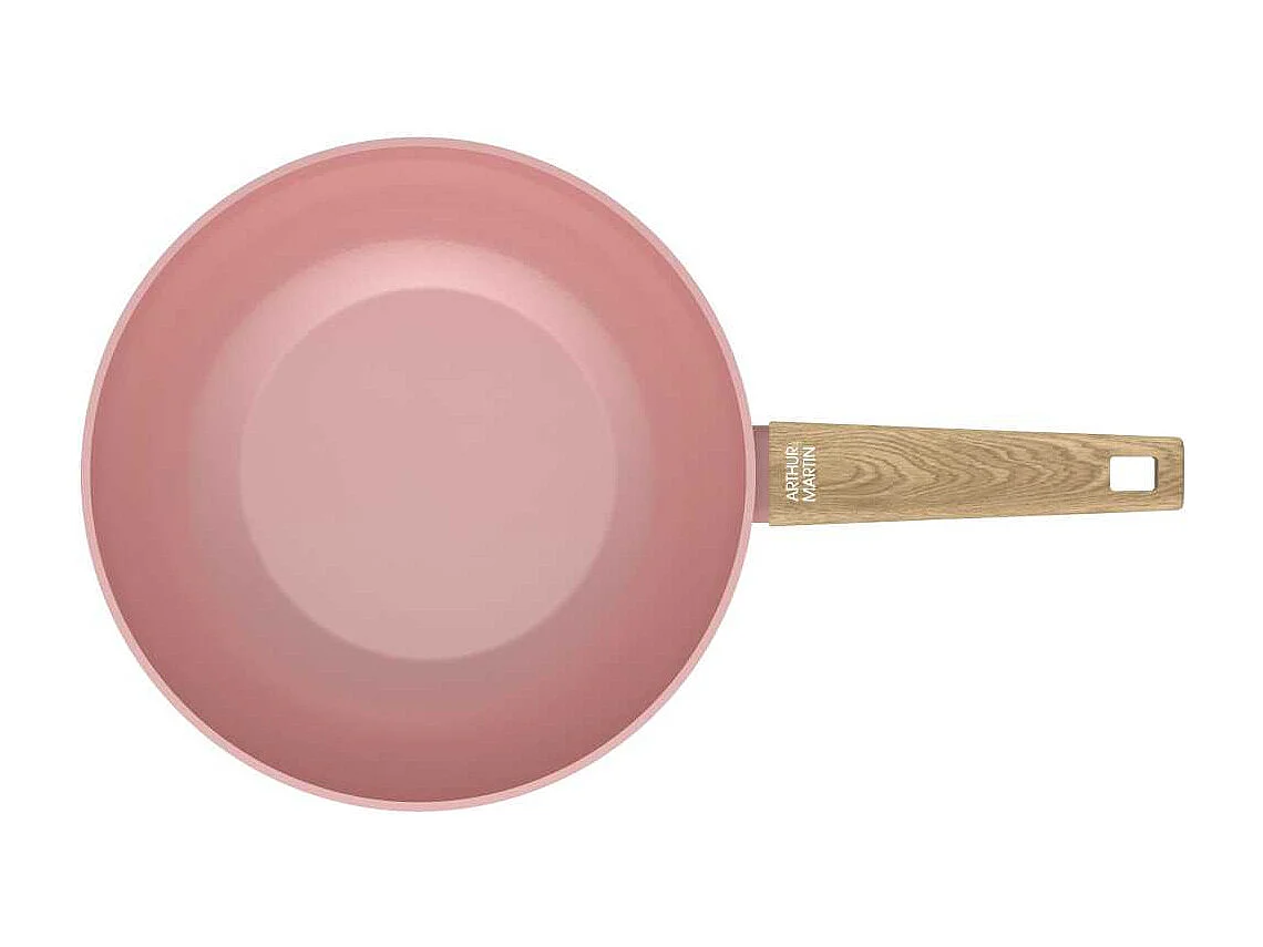 Wok - Tous feux dont induction - ARTHUR MARTIN - AM4944 - Revêtement céramique - Ø 28 cm - Rose