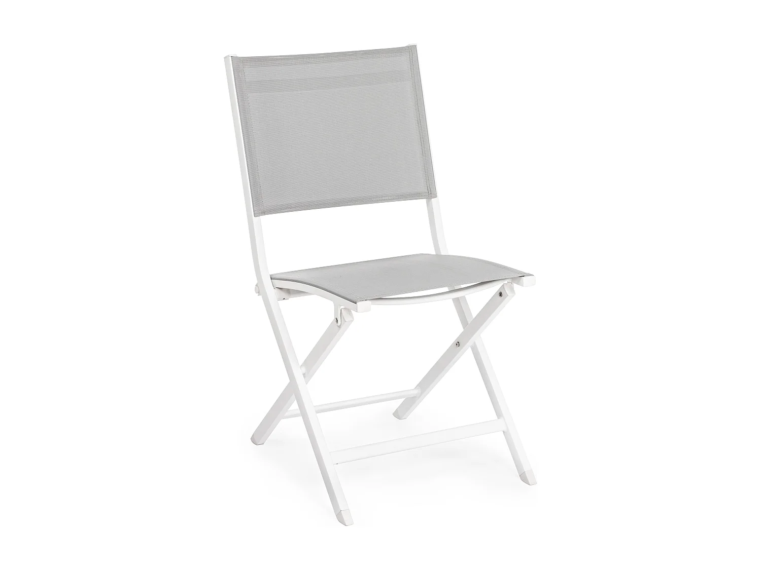 Lot de 4 chaises pliantes ELIN – Aluminium & textilène-Gris clair