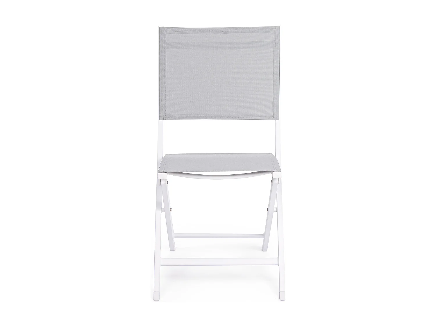 Lot de 4 chaises pliantes ELIN – Aluminium & textilène-Gris clair