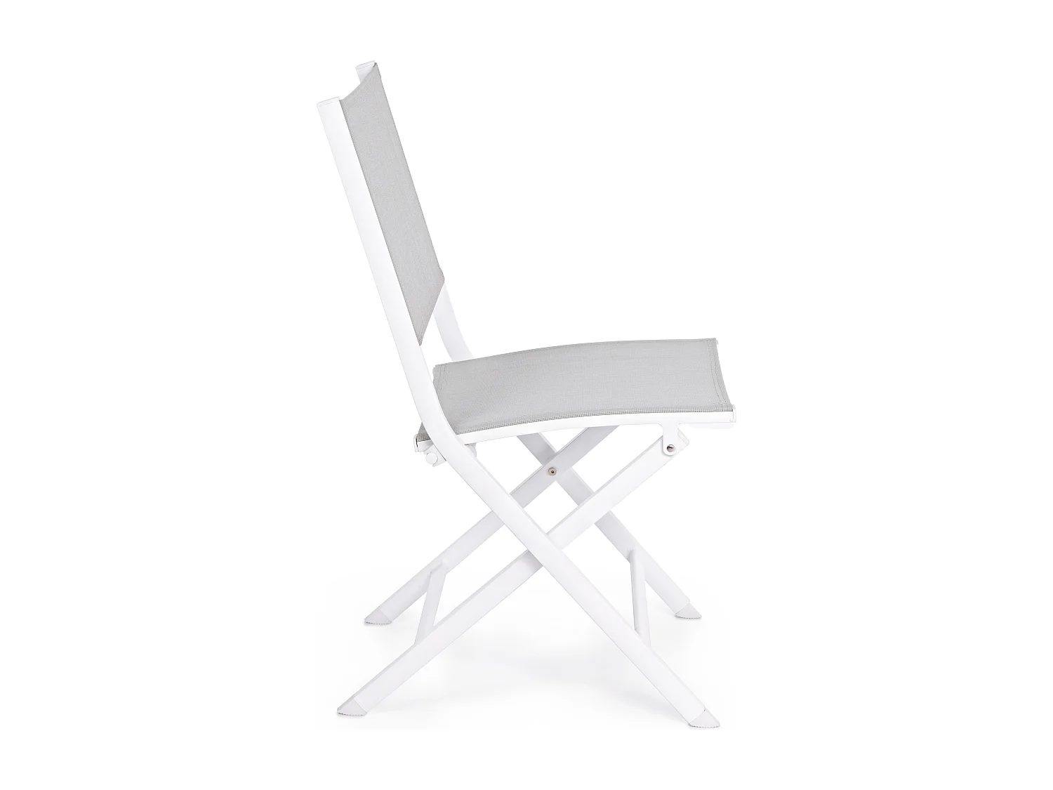 Lot de 4 chaises pliantes ELIN – Aluminium & textilène-Gris clair