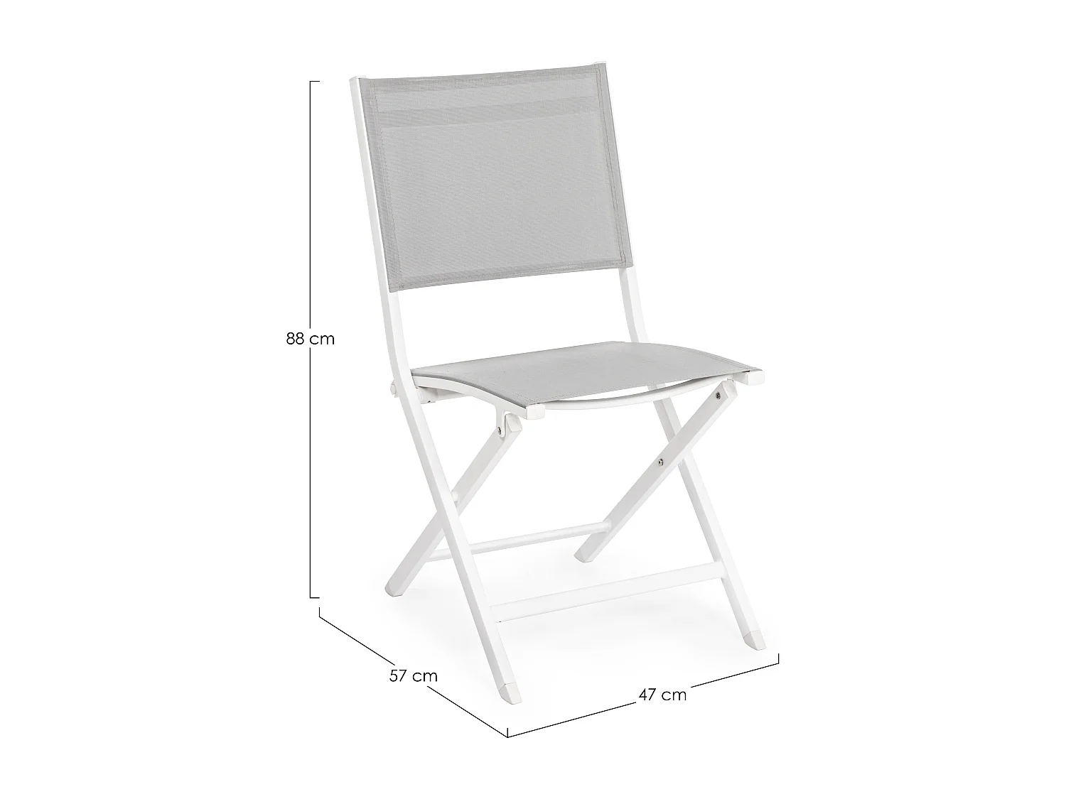 Lot de 4 chaises pliantes ELIN – Aluminium & textilène-Gris clair