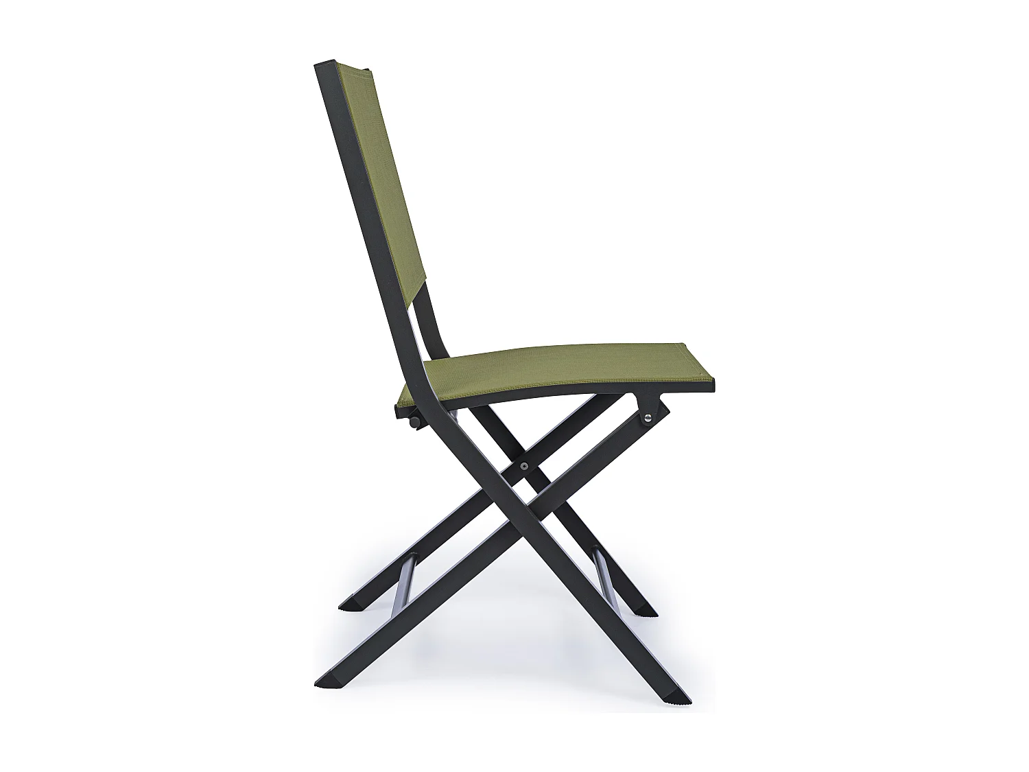 Lot de 4 chaises pliantes ELIN – Aluminium & textilène-Gris clair