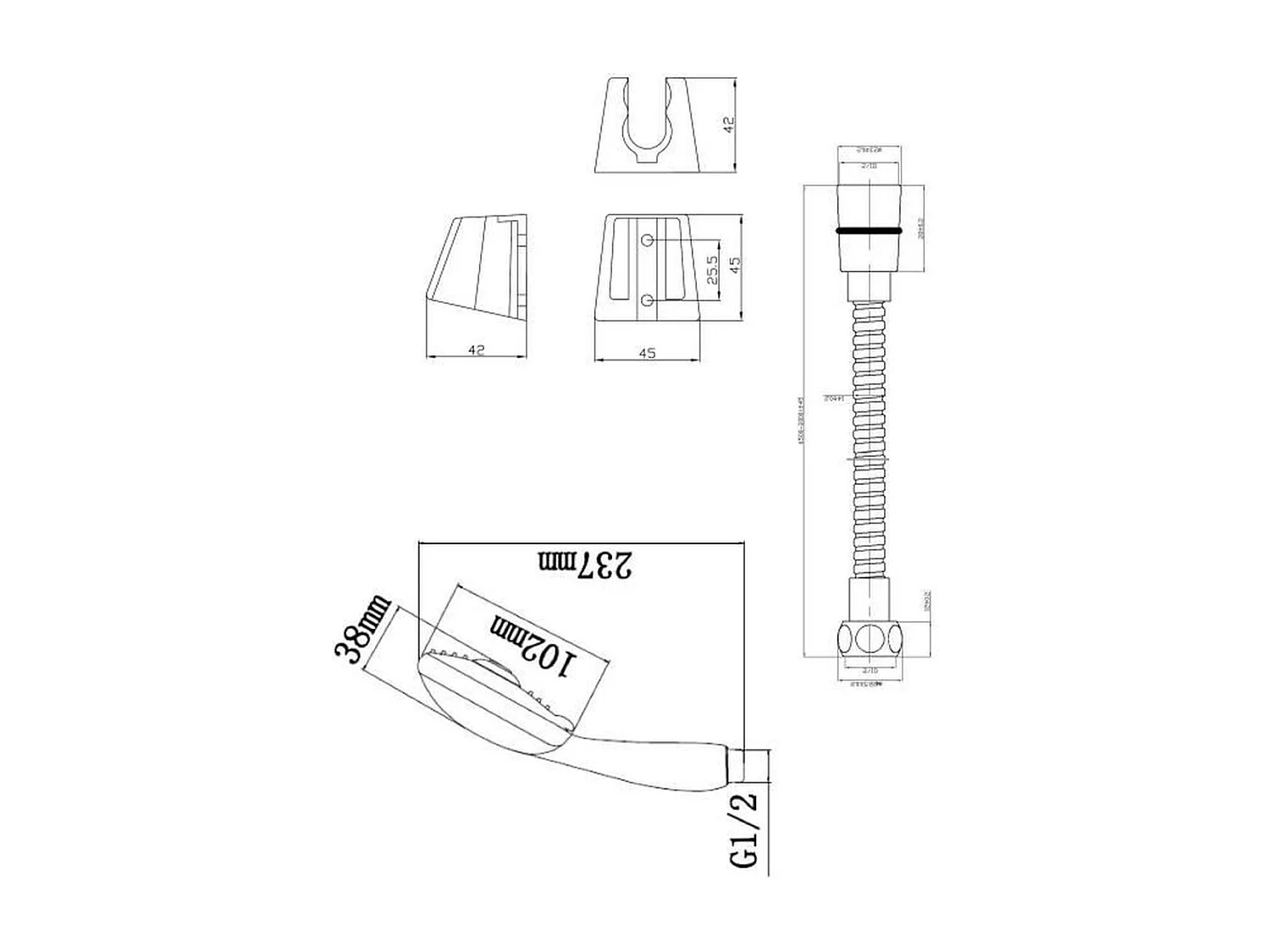 EDOUARD ROUSSEAU STOP'O Pommeau de douche à main 3 jets chromé avec flexible extensible