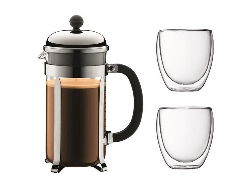 BODUM - Cafetière à piston CHAMBORD - 8 Tasses - 1L - Gris