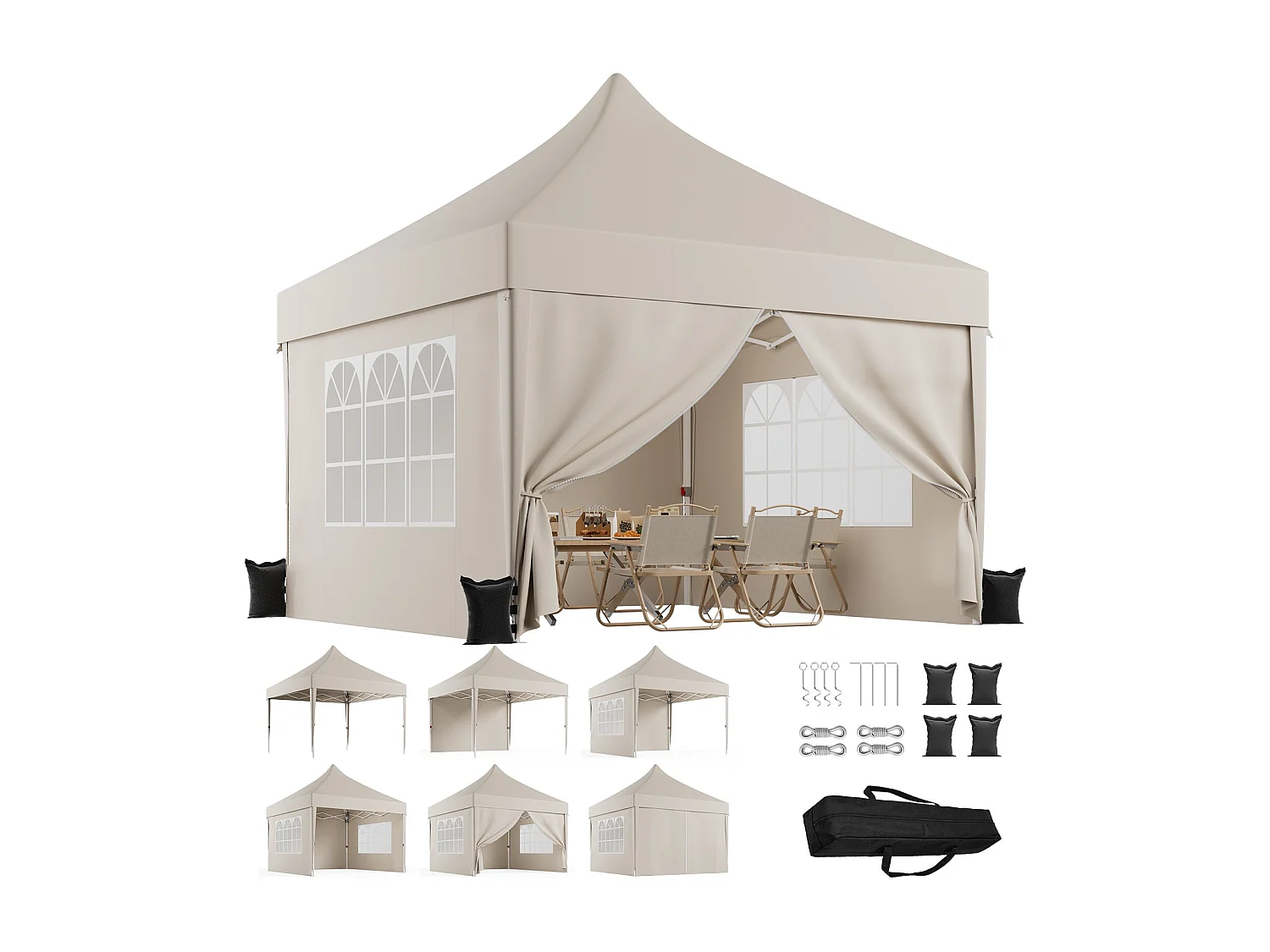 Tonnelle de jardin étanche et résistante aux intempéries 3 x 3 M - Best-seller de tente de fête