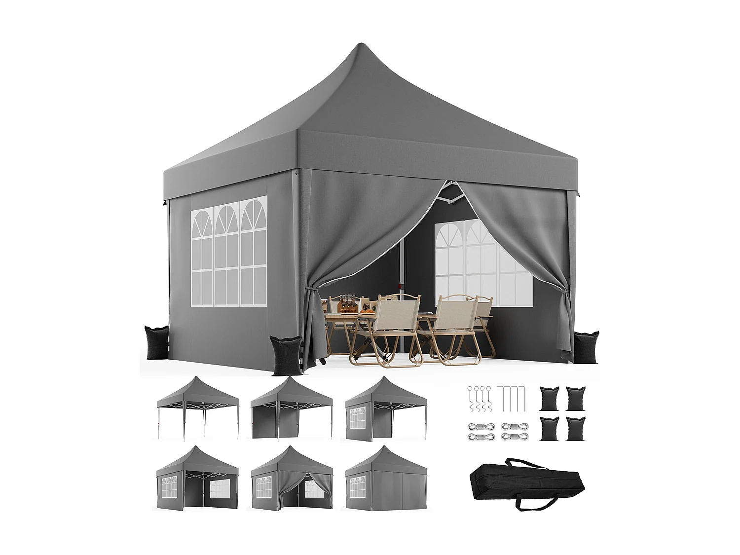 Tonnelle de jardin étanche et résistante aux intempéries 3 x 3 M - Best-seller de tente de fête