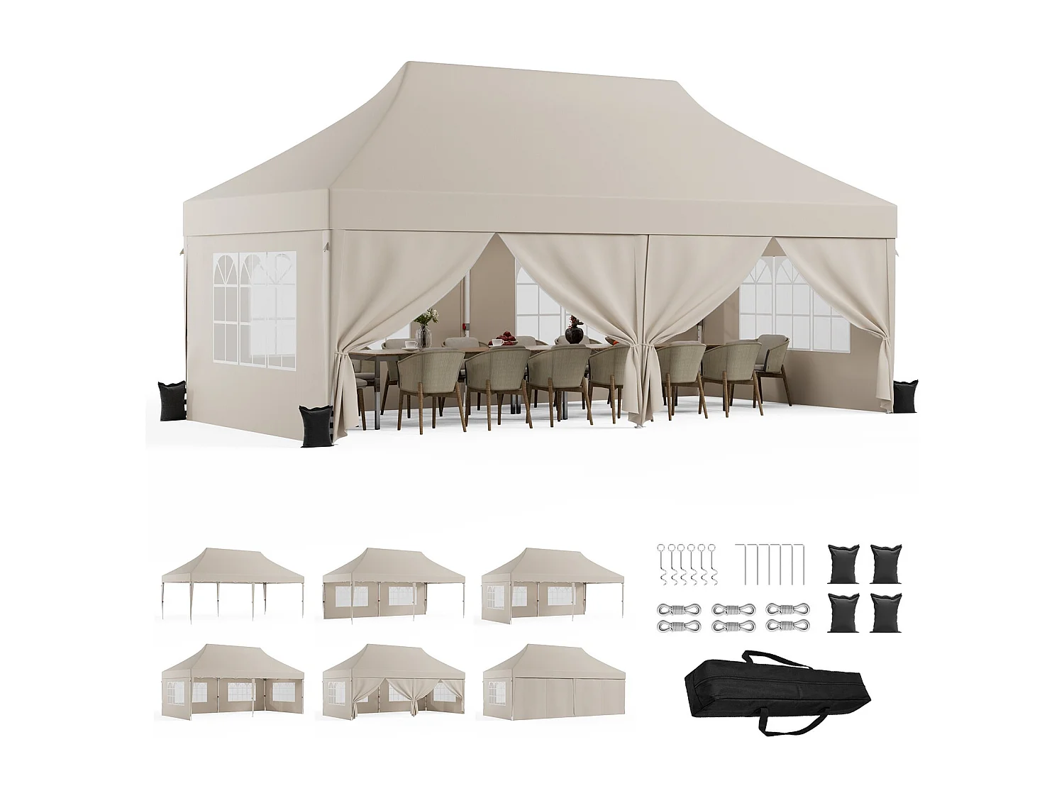 Tonnelle de jardin étanche et résistante aux intempéries 3 × 6 m – Best-seller des tentes de fête