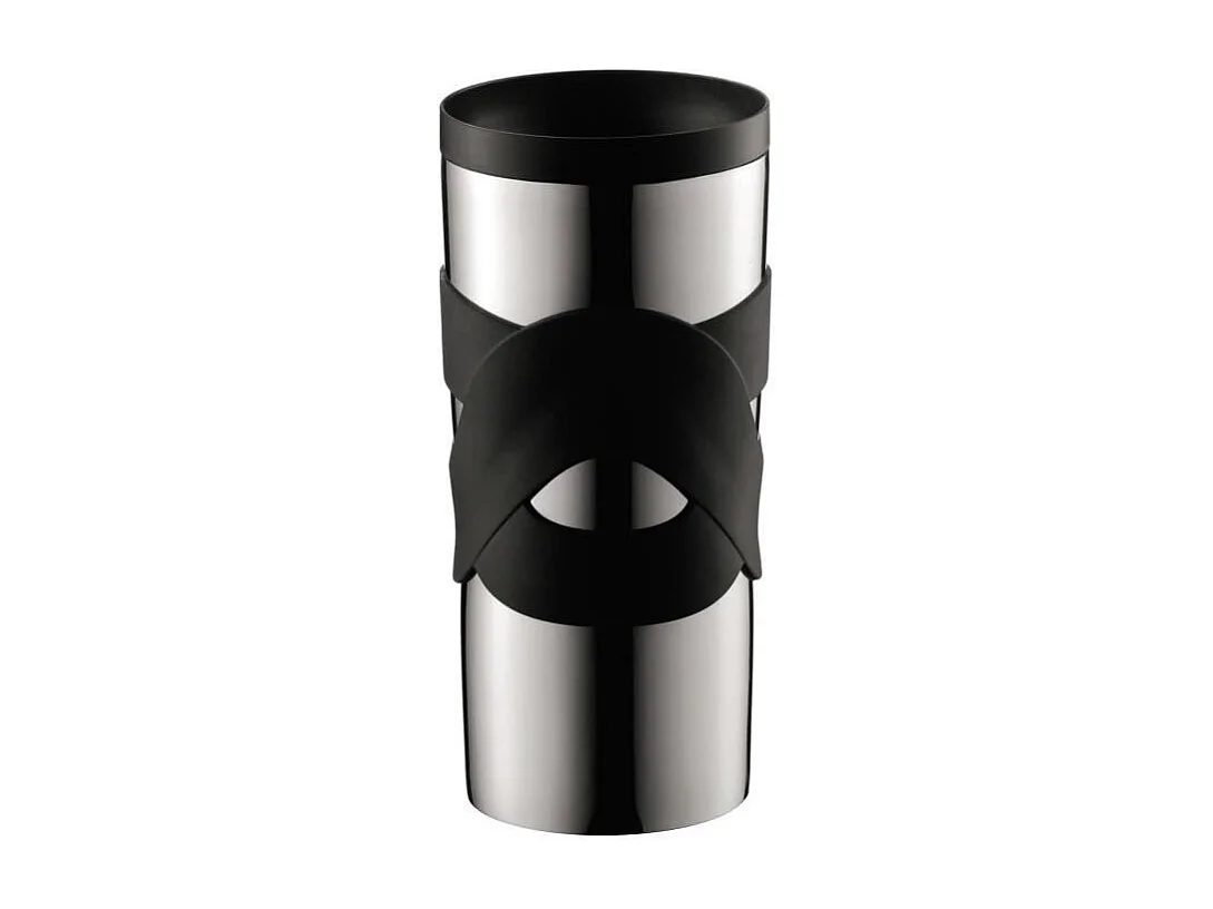 Bodum Travel Mug 0,35 L — Mug de voyage isotherme double paroi en acier inoxydable, noir