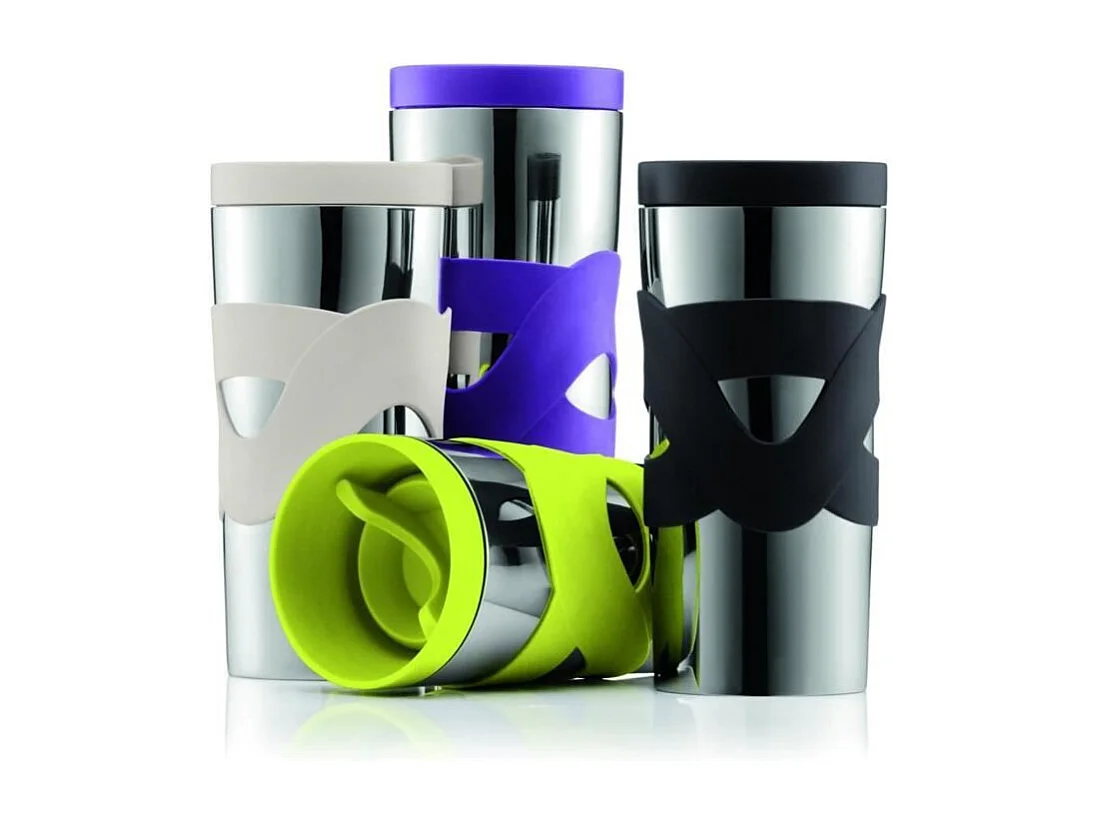 Bodum Travel Mug 0,35 L — Mug de voyage isotherme double paroi en acier inoxydable, noir