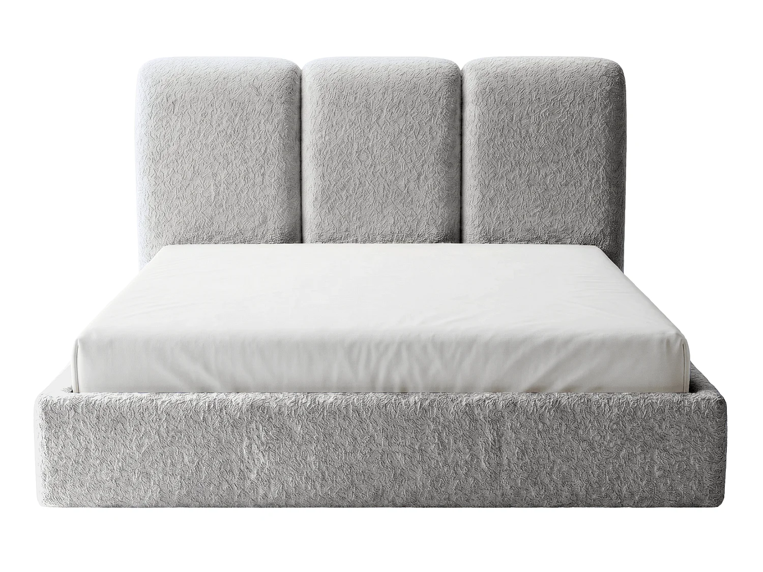 BESILIO Polsterbett 180x200 Mira Bouclé – Bett mit Bettkasten und Holzlattenrost, modernes Stauraumbett Schlafzimmer, Bouclé Stoff – Hellgrau