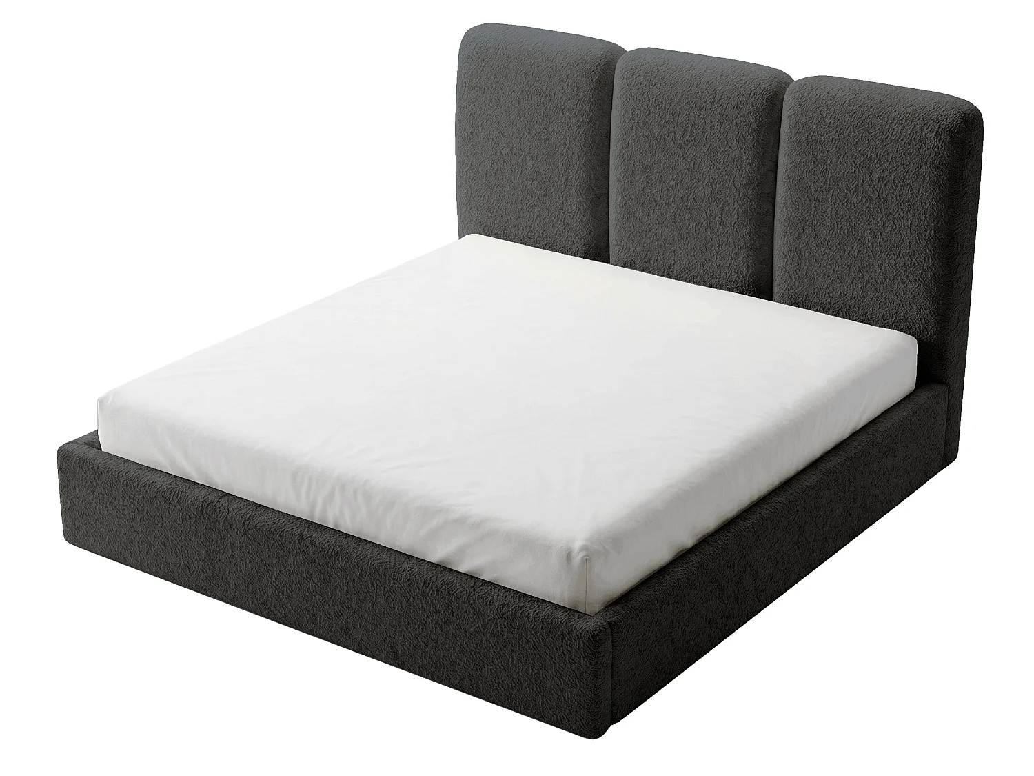 BESILIO Polsterbett 160x200 Mira Bouclé – Bett mit Bettkasten und Holzlattenrost, modernes Stauraumbett Schlafzimmer, Bouclé Stoff – Grau