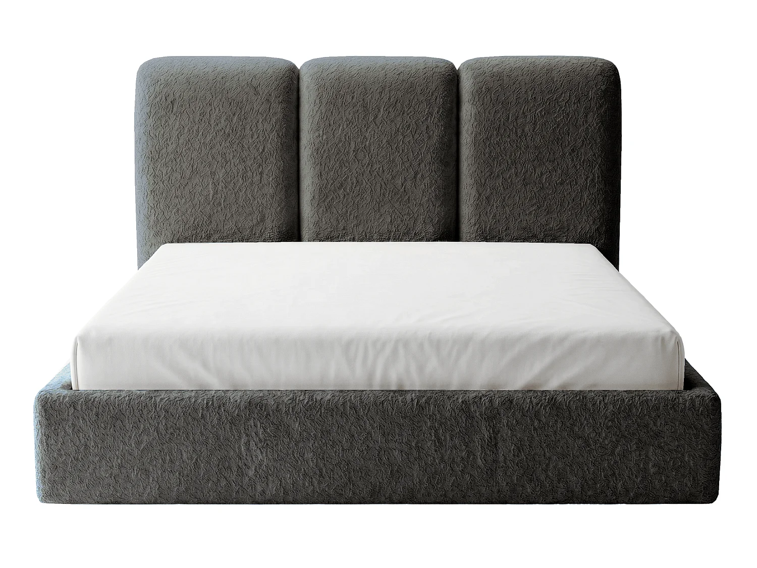 BESILIO Polsterbett 200x200 Mira Bouclé – Bett mit Bettkasten und Holzlattenrost, modernes Stauraumbett Schlafzimmer, Bouclé Stoff – Grau