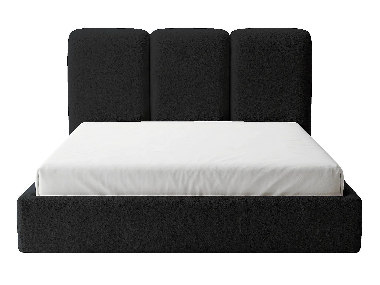 BESILIO Polsterbett 120x200 Mira Bouclé – Bett mit Bettkasten und Holzlattenrost, modernes Stauraumbett Schlafzimmer, Bouclé Stoff – Schwarz