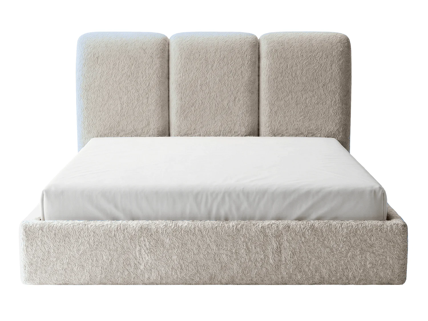 BESILIO Polsterbett 180x200 Mira Bouclé – Bett mit Bettkasten und Holzlattenrost, modernes Stauraumbett Schlafzimmer, Bouclé Stoff – Beige