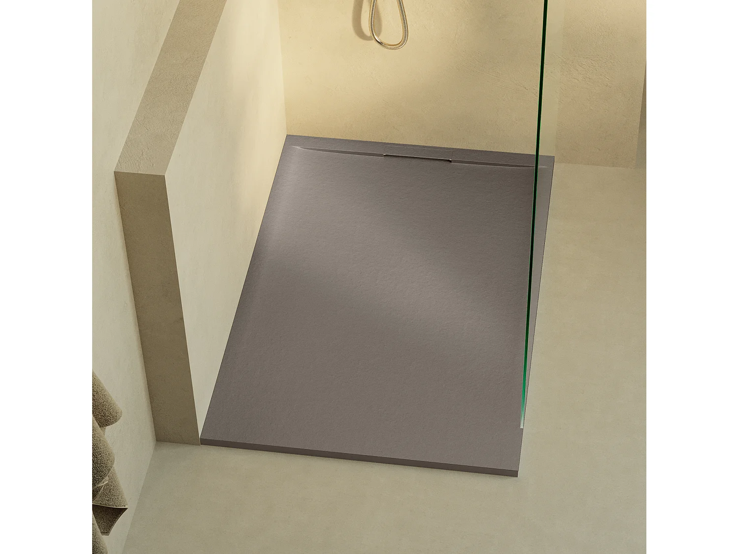 Receveur de douche 180x70 extra-plat Marron en résine minérale antidérapant effet ardoise - Ragnar LAVABERG