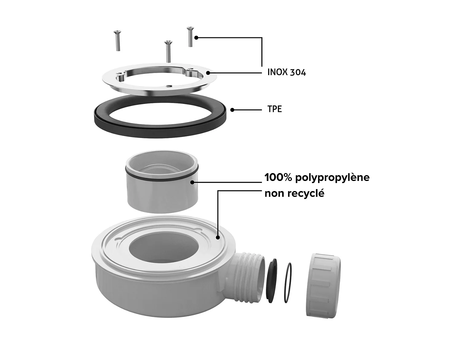 Receveur de douche 140x90 extra-plat Gris en résine minérale antidérapant effet ardoise - Thor LAVABERG