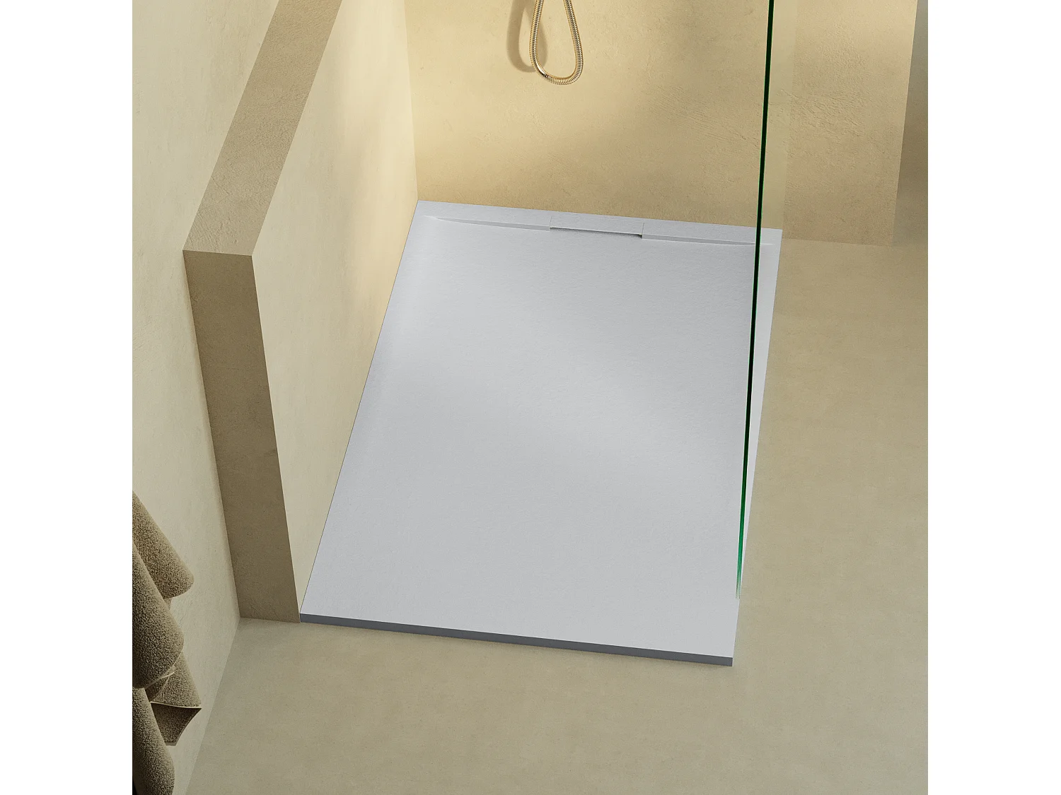 Receveur de douche 110x70 extra-plat Gris en résine minérale antidérapant effet ardoise - Ragnar LAVABERG