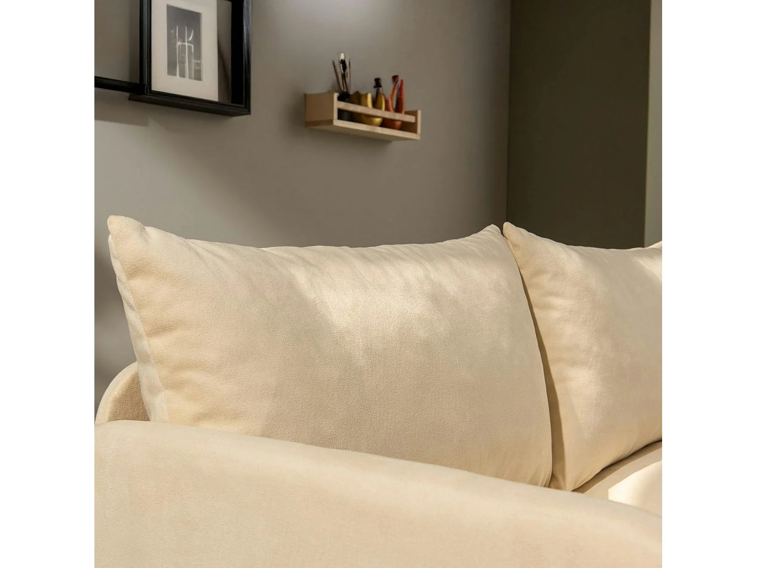 Canapé-lit en tissu crème, 2 personnes 140 cm ORURO