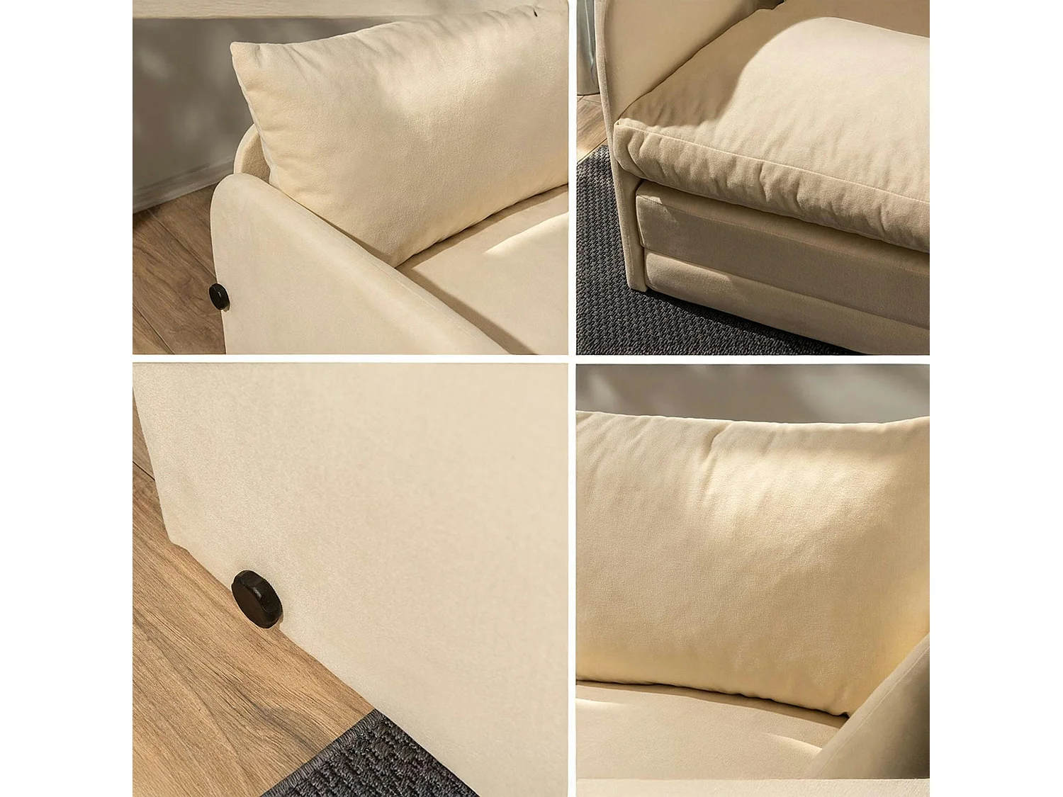 Canapé-lit en tissu crème, 2 personnes 140 cm ORURO