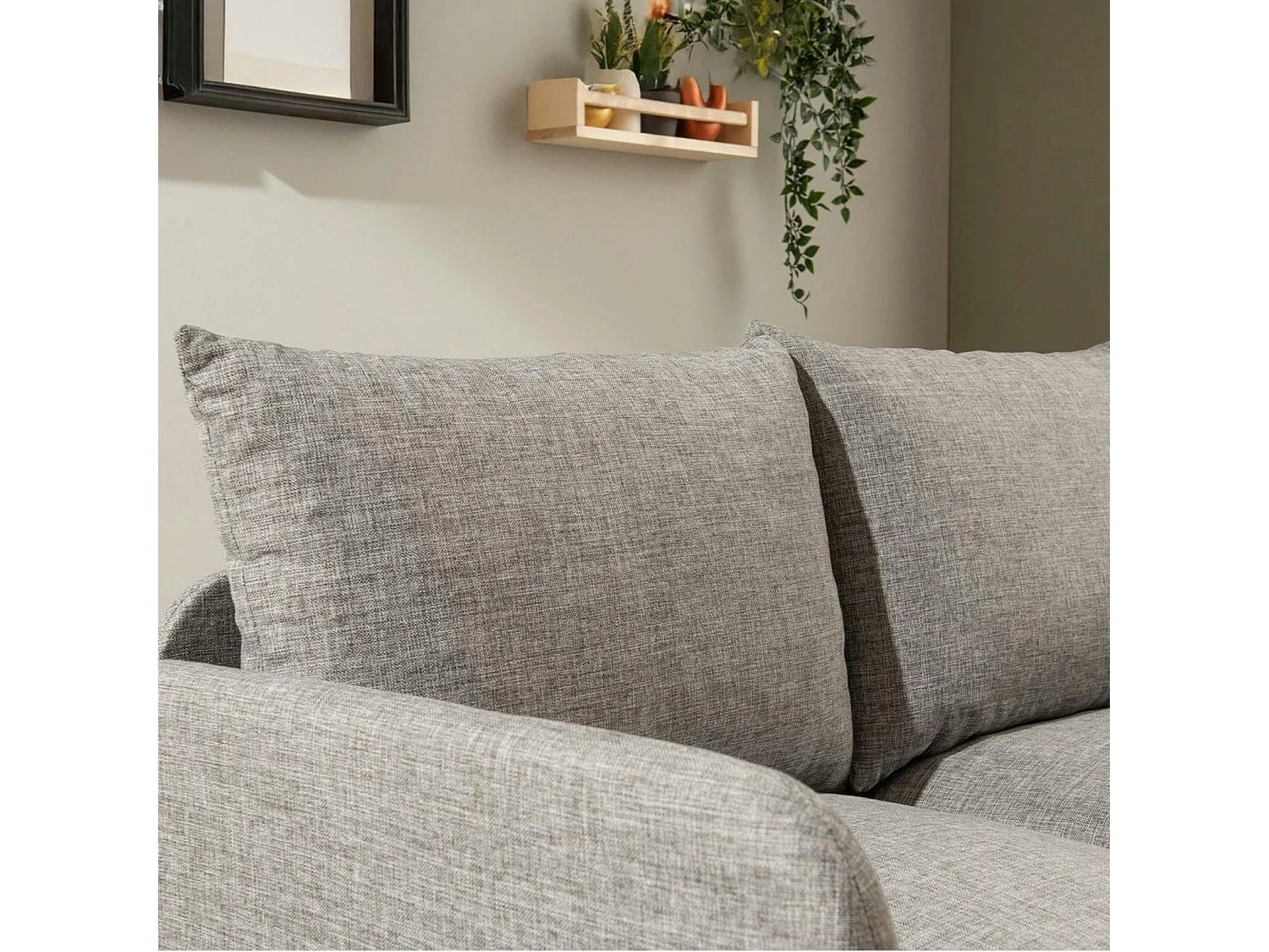 Canapé-lit en lin gris chiné, 2 personnes 140 cm ORURO