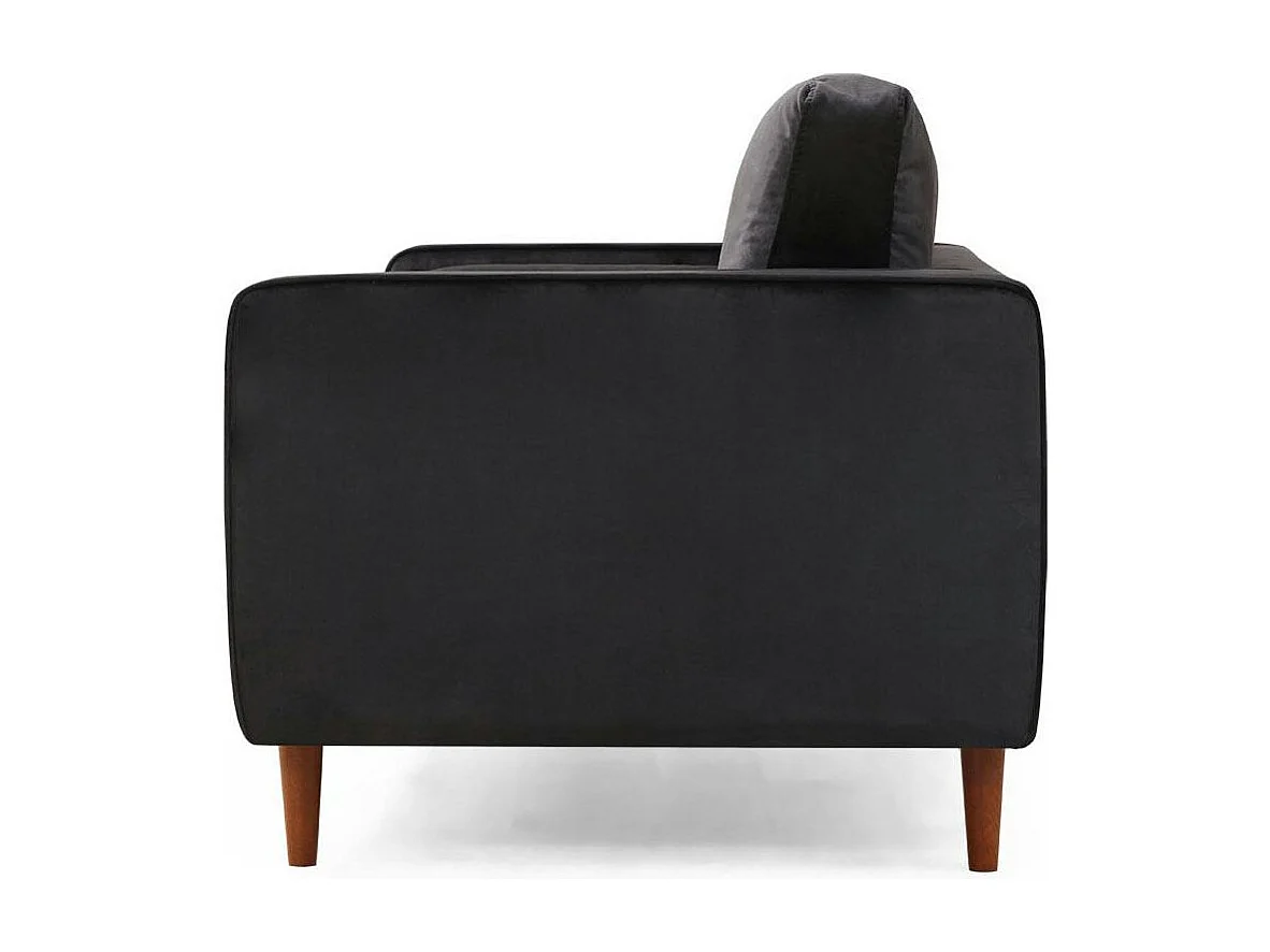 Canapé 2 places velours noir avec coussins polochons CHIBA