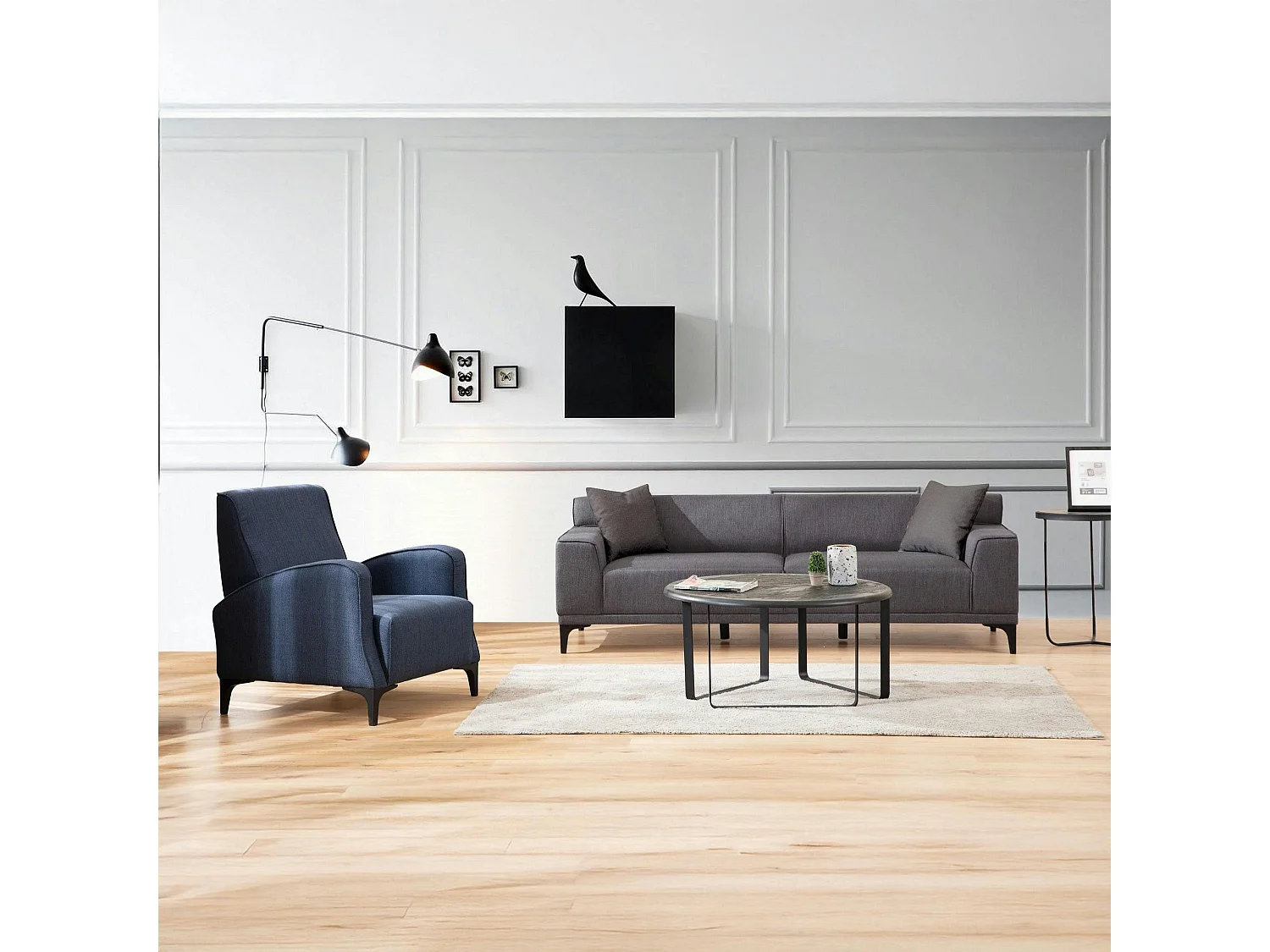 Canapé 3 places anthracite - accoudoirs larges ORSAY