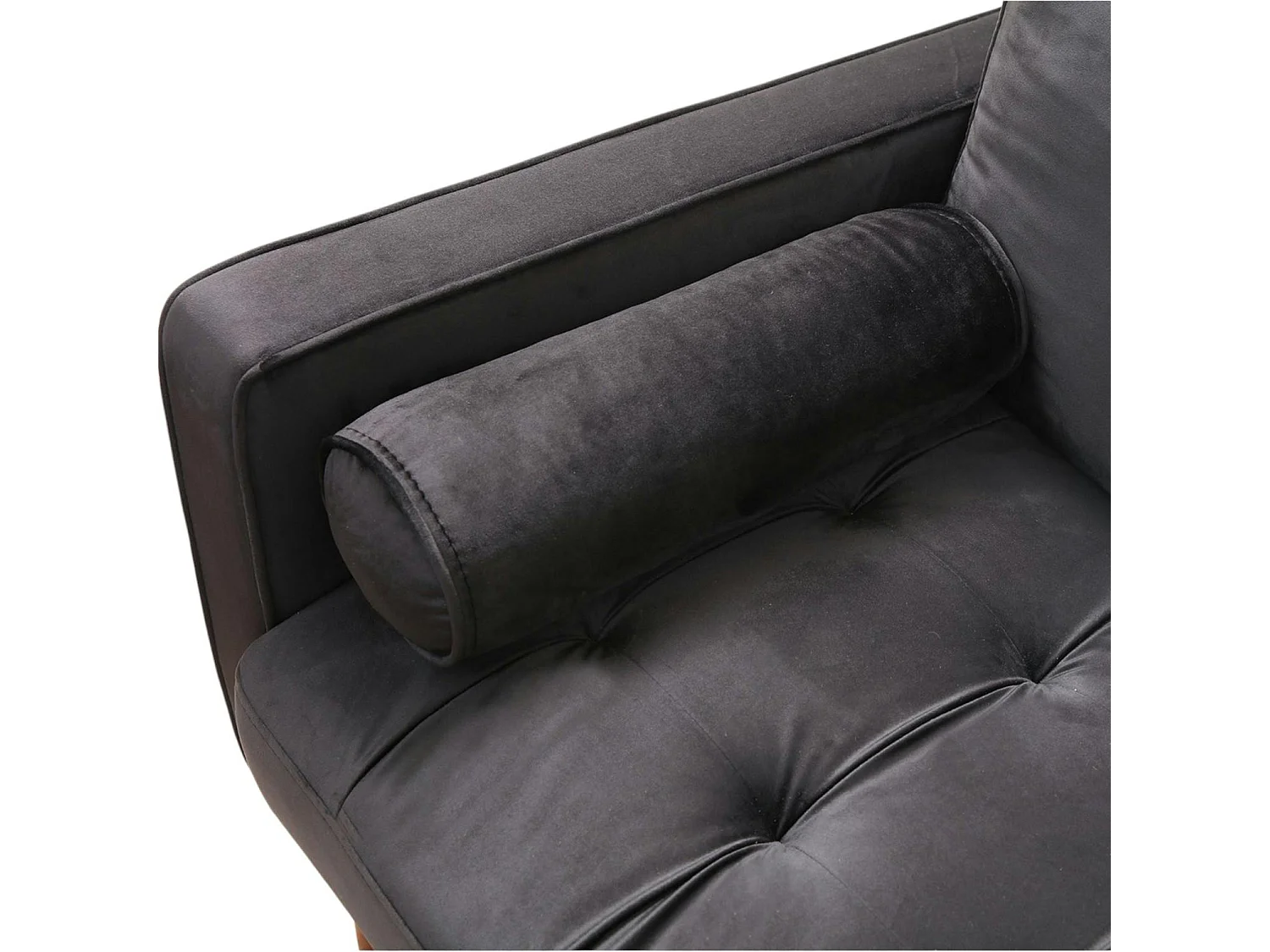 Canapé 3 places velours noir avec coussins polochons CHIBA