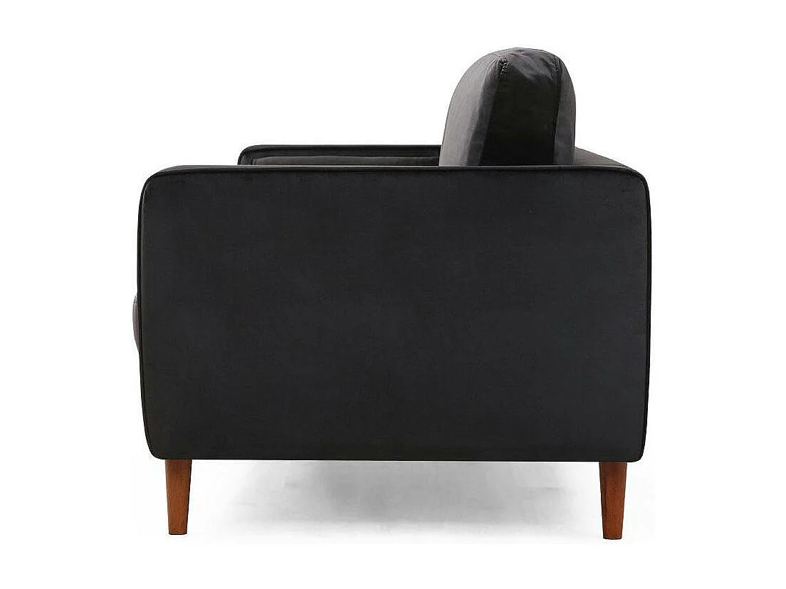 Canapé 3 places velours noir avec coussins polochons CHIBA