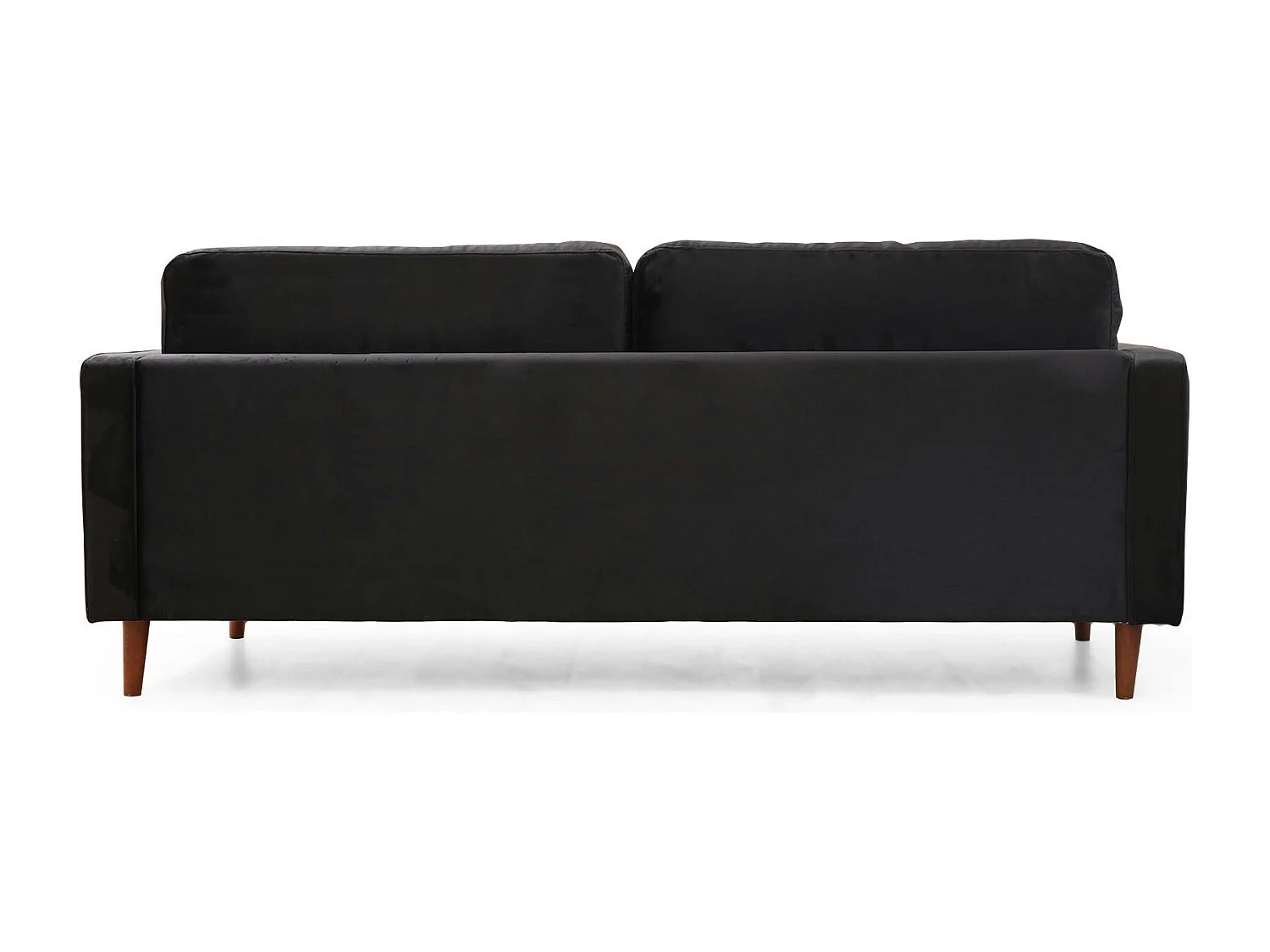 Canapé 3 places velours noir avec coussins polochons CHIBA