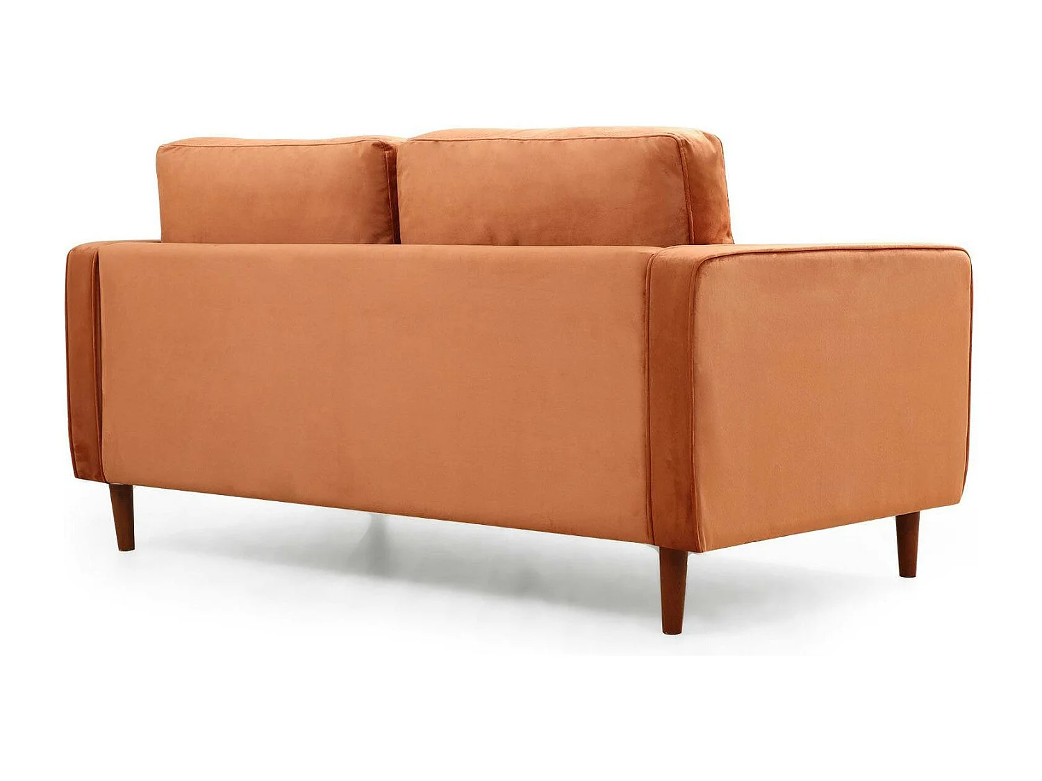 Canapé 2 places velours rouille avec coussins polochons CHIBA