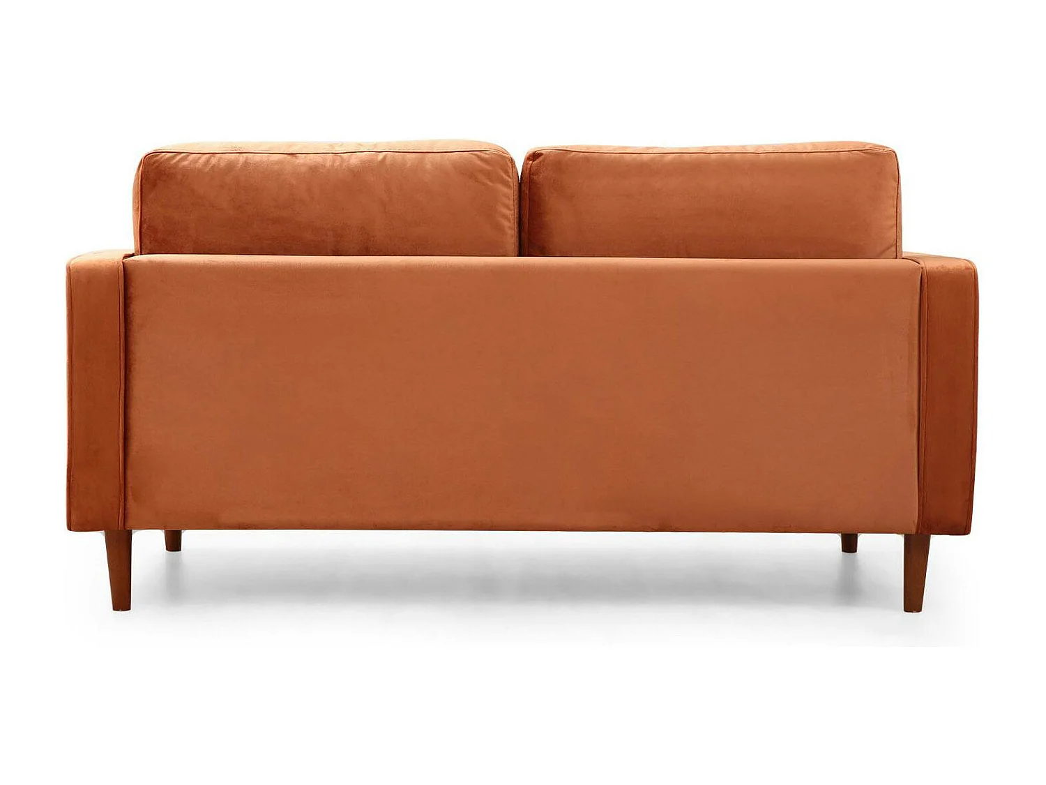 Canapé 2 places velours rouille avec coussins polochons CHIBA