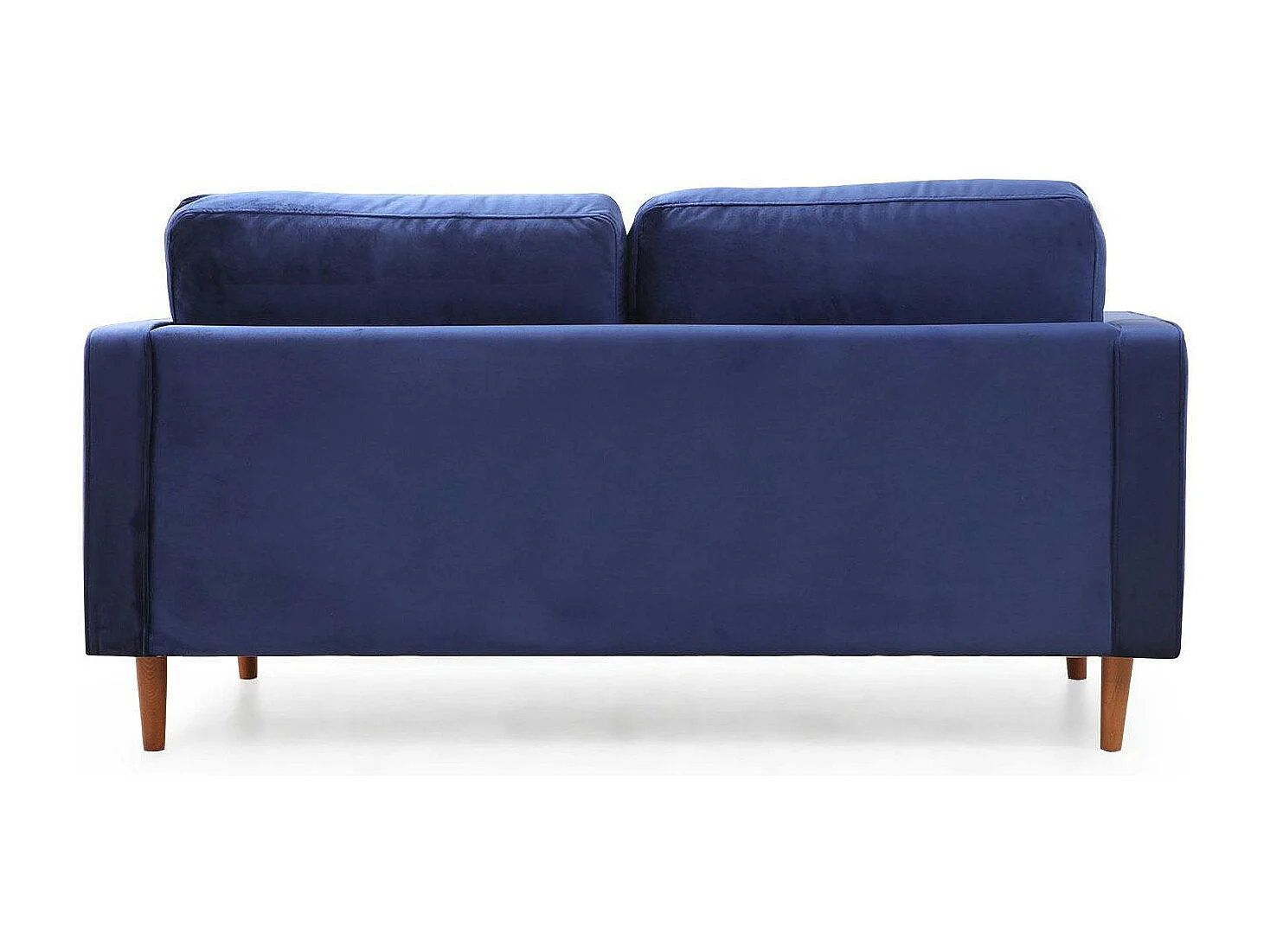 Canapé 2 places velours bleu avec coussins polochons CHIBA